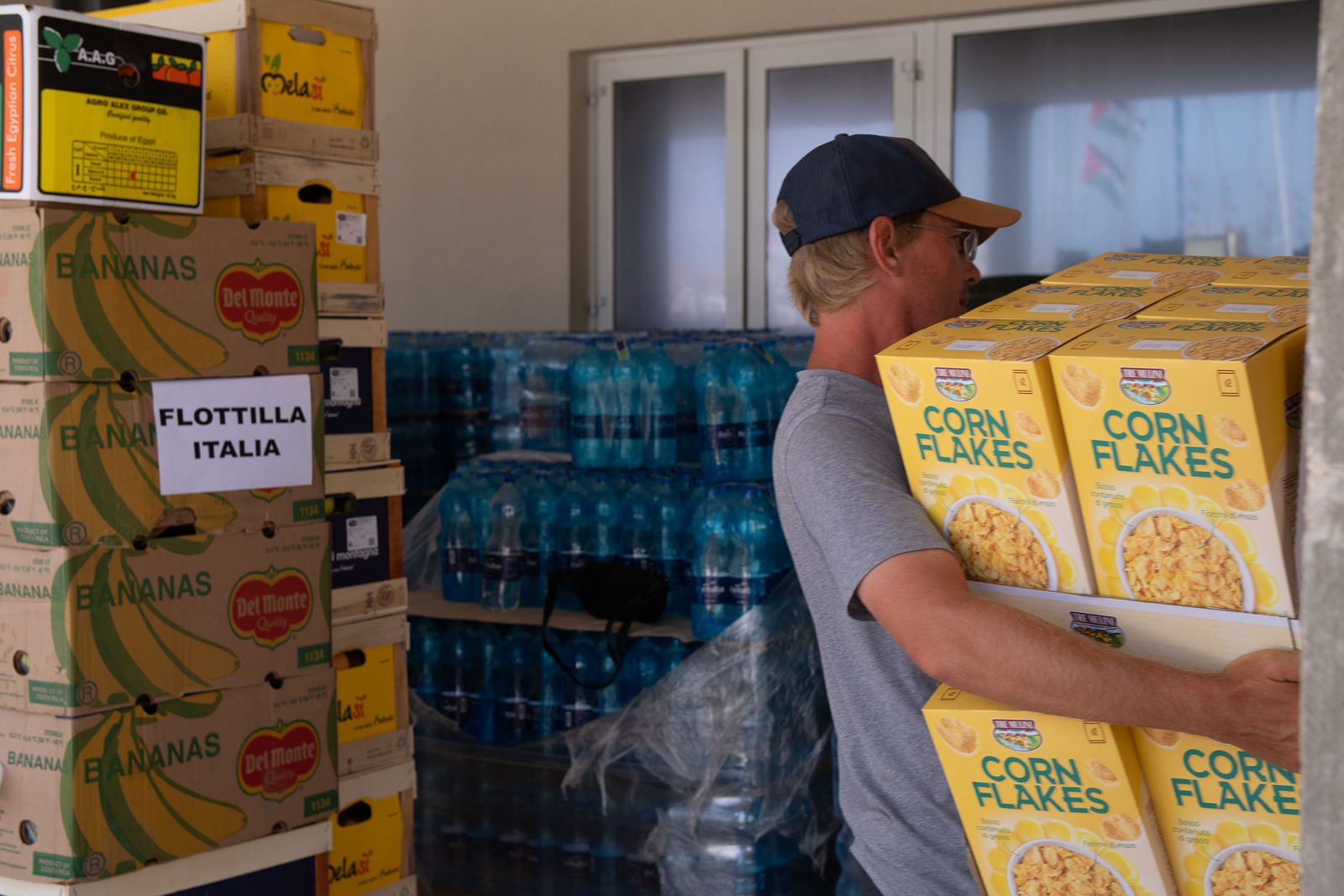 Humanitarian aid loaded for Gaza — food, medical supplies, and childcare essentials