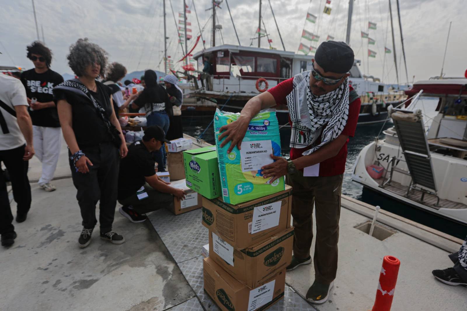 Humanitarian aid loaded for Gaza — food, medical supplies, and childcare essentials